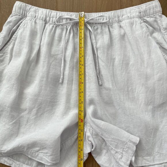 Tahari Shorts Women 1X White Linen Pockets Elastic Waist Lightweight - Picture 8 of 10